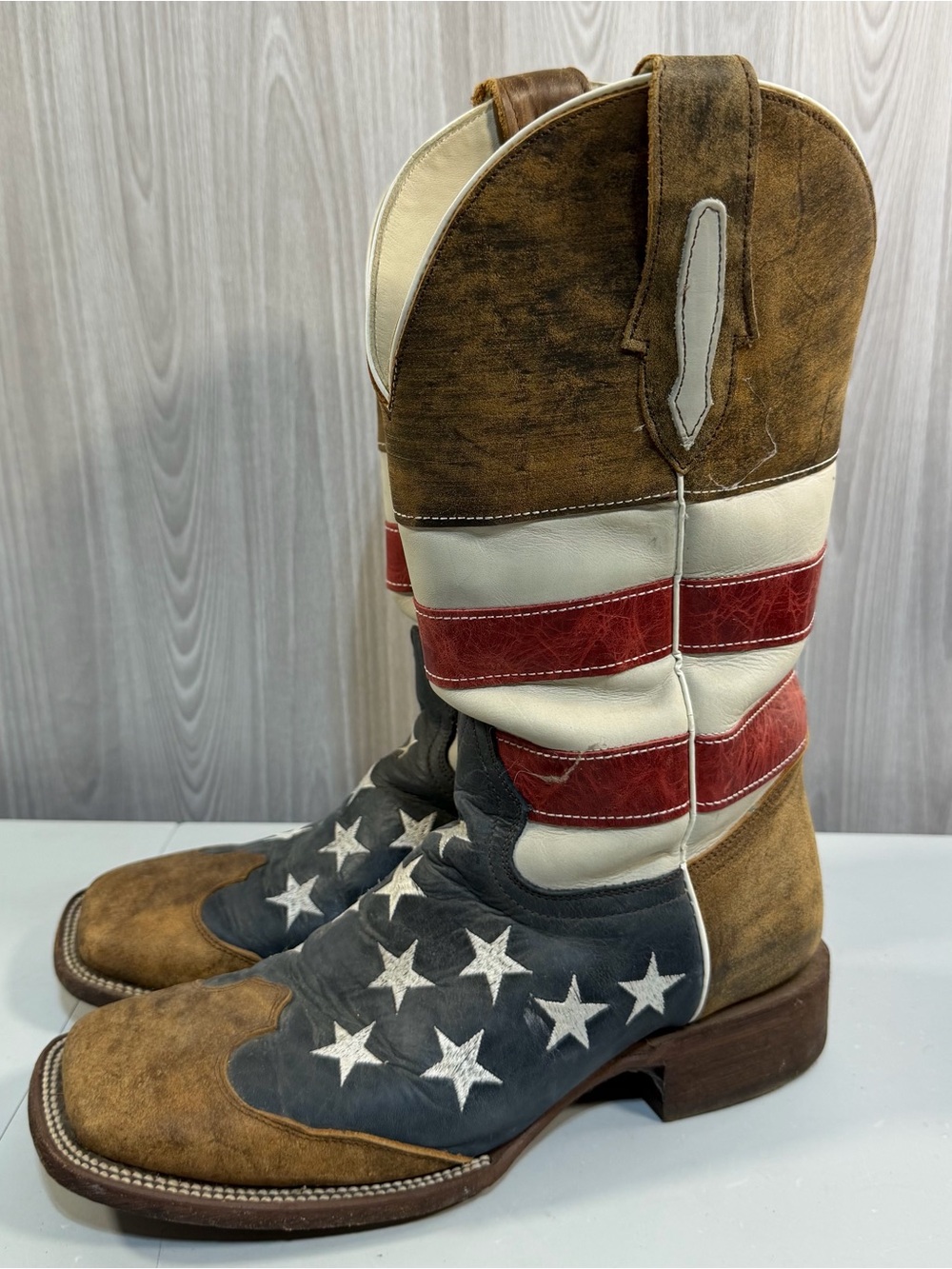 J.B. Dillon Reserve American Flag Leather Western Cowboy Boots Men's Sz 9 EE